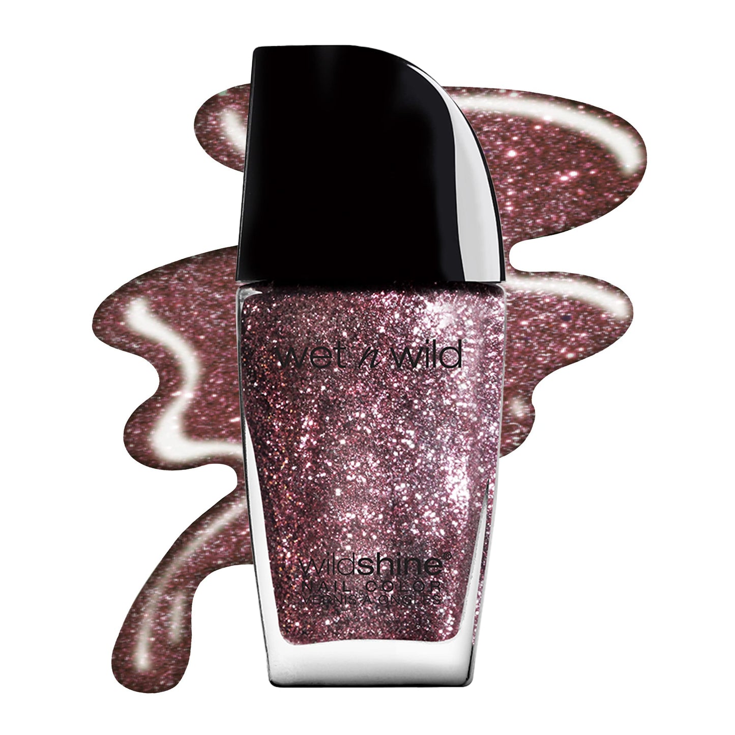 wet n wild Wild Shine Nail Polish, Glitter Purple Sparked, Nail Color