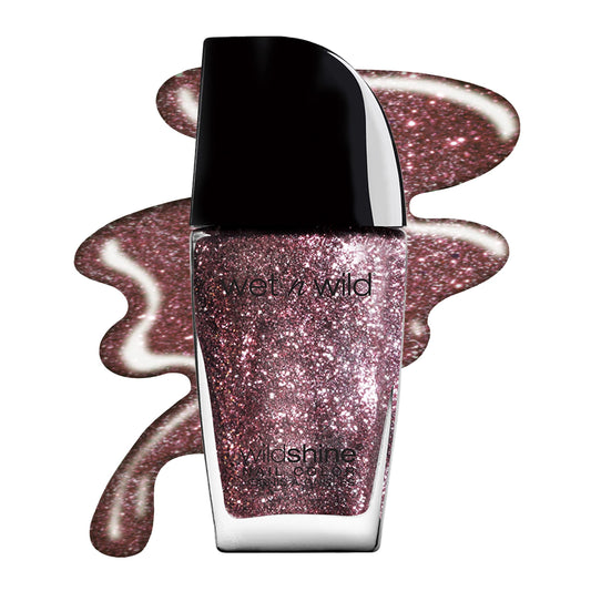 wet n wild Wild Shine Nail Polish, Glitter Purple Sparked, Nail Color