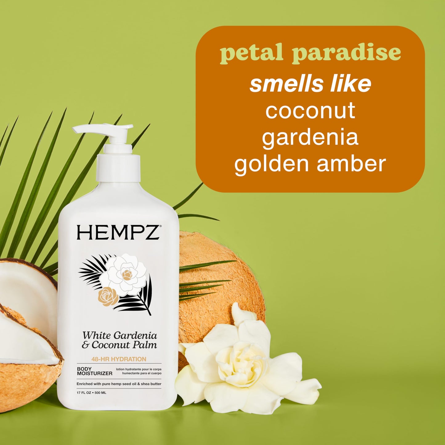 Hempz Body Lotion Moisturizer - White Gardenia & Coconut Palm - Daily Moisturizing Cream, Shea Butter, Coconut Oil - Skin Care Products, All Natural