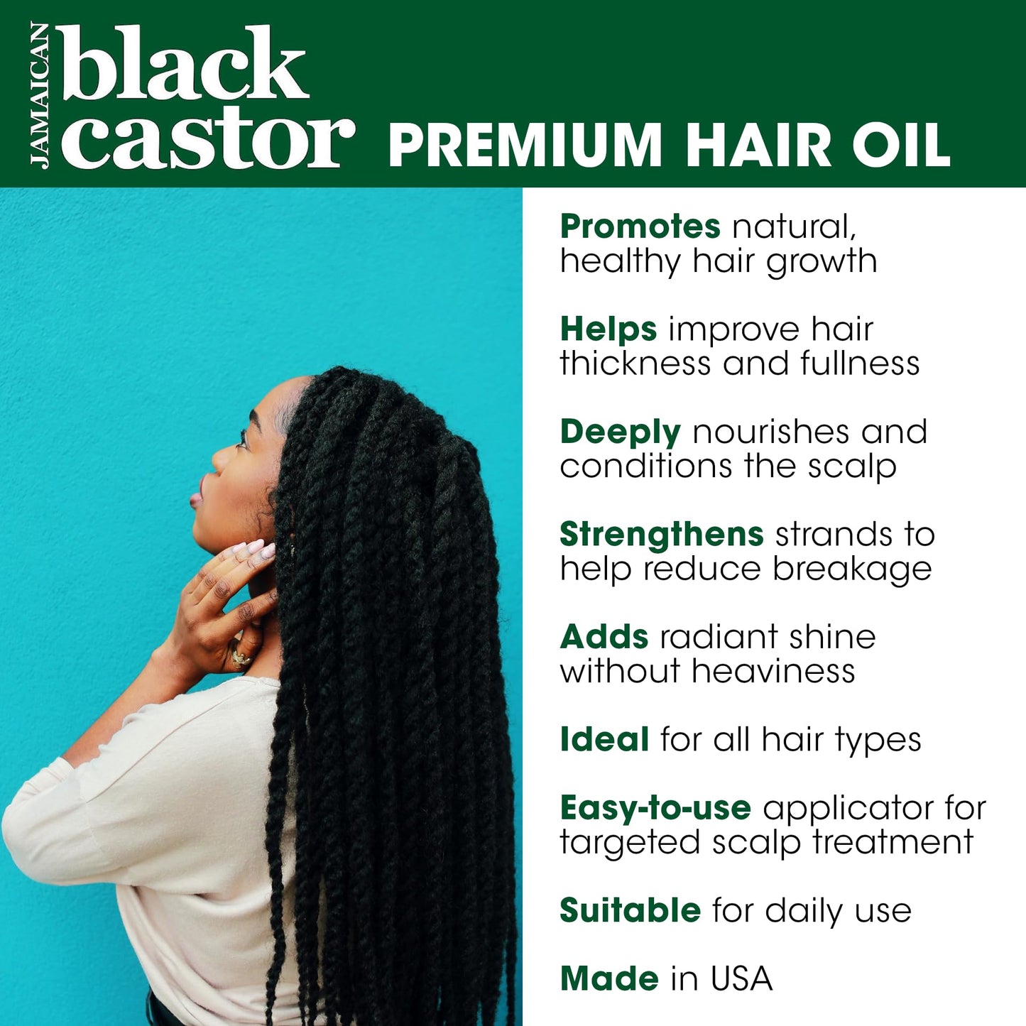 Difeel Jamaican Black Castor Premium Hair Oil 7.1 oz. - Thickening Jamaican Black Castor Oil for Hair Growth