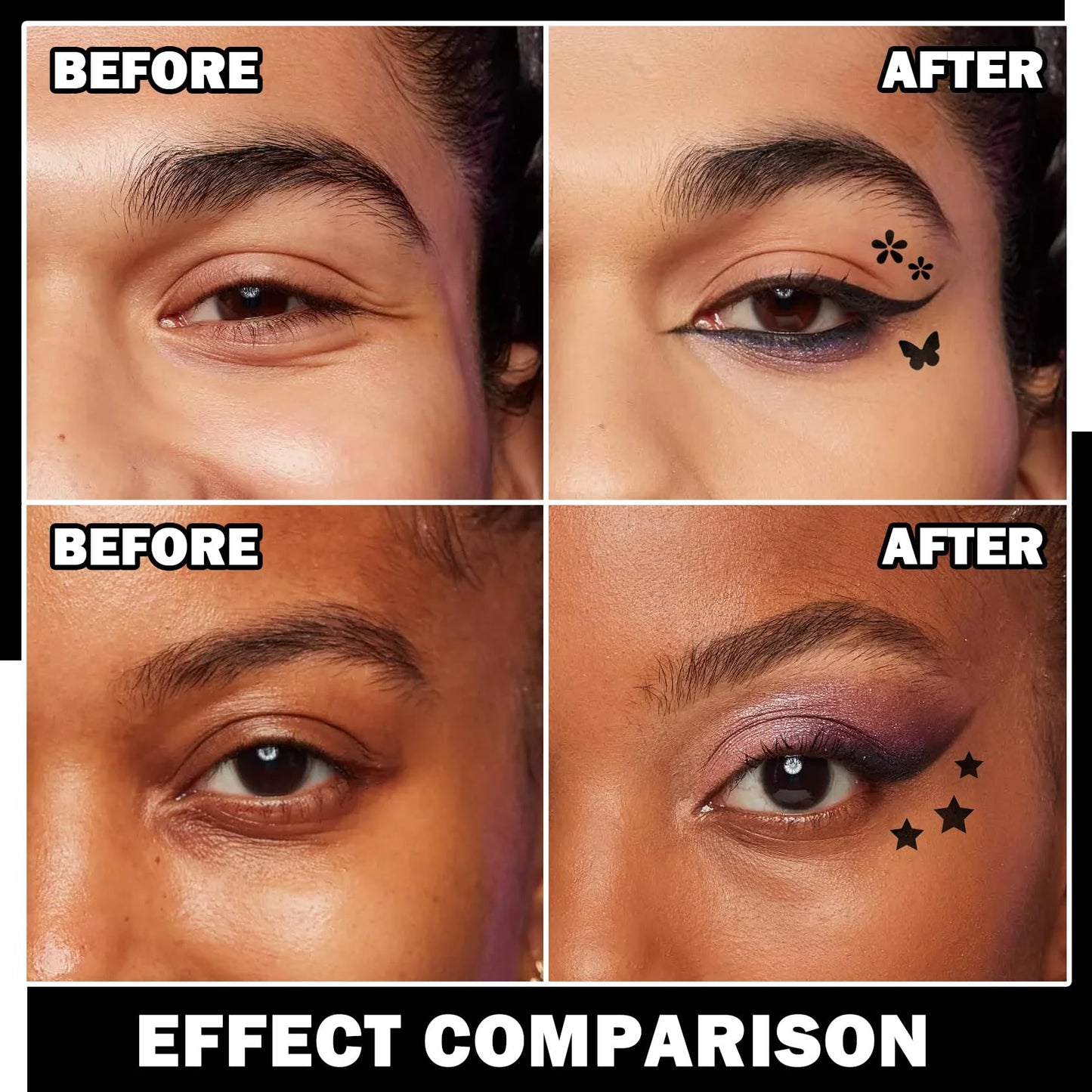 5 PCS Black Liquid Winged Eyeliner Stamp Pen Makeup Tools,Double-side Eyeliner Stamps Pencil Set,Waterproof & Long Lasting Smudgeproof Eye Liner