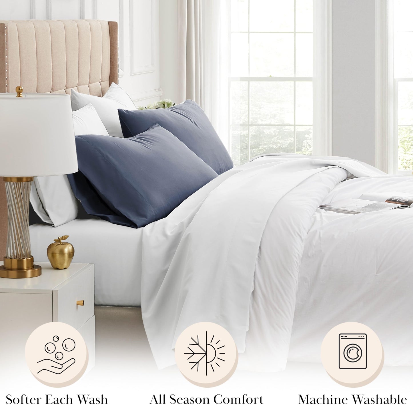 Southshore Fine Living, Inc. Pillow Cases Standard Size Set of 2, Fits Full, Twin, Queen Pillows, Luxurious, Ultra-Soft Microfiber Hotel Quality Queen