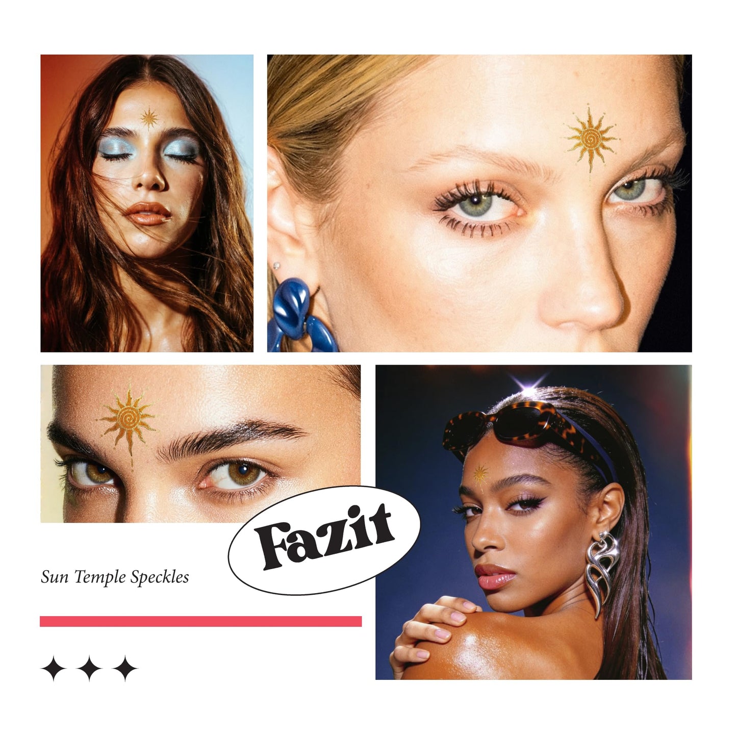 Fazit Makeup Patches - Sun Temple Speckles - Glow Up Make-Up Patches - Cute Glitter Makeup Accessories for Women - Cosmetic Glitter for Face