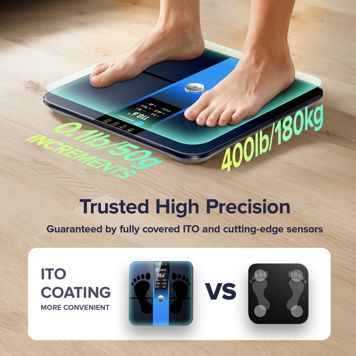 RunStar Scale for Body Weight, Precision Digital Bathroom Smart Scale with 3.5" TFT Color Large Display for BMI Muscle Mass Heart Rate, 22 Body…