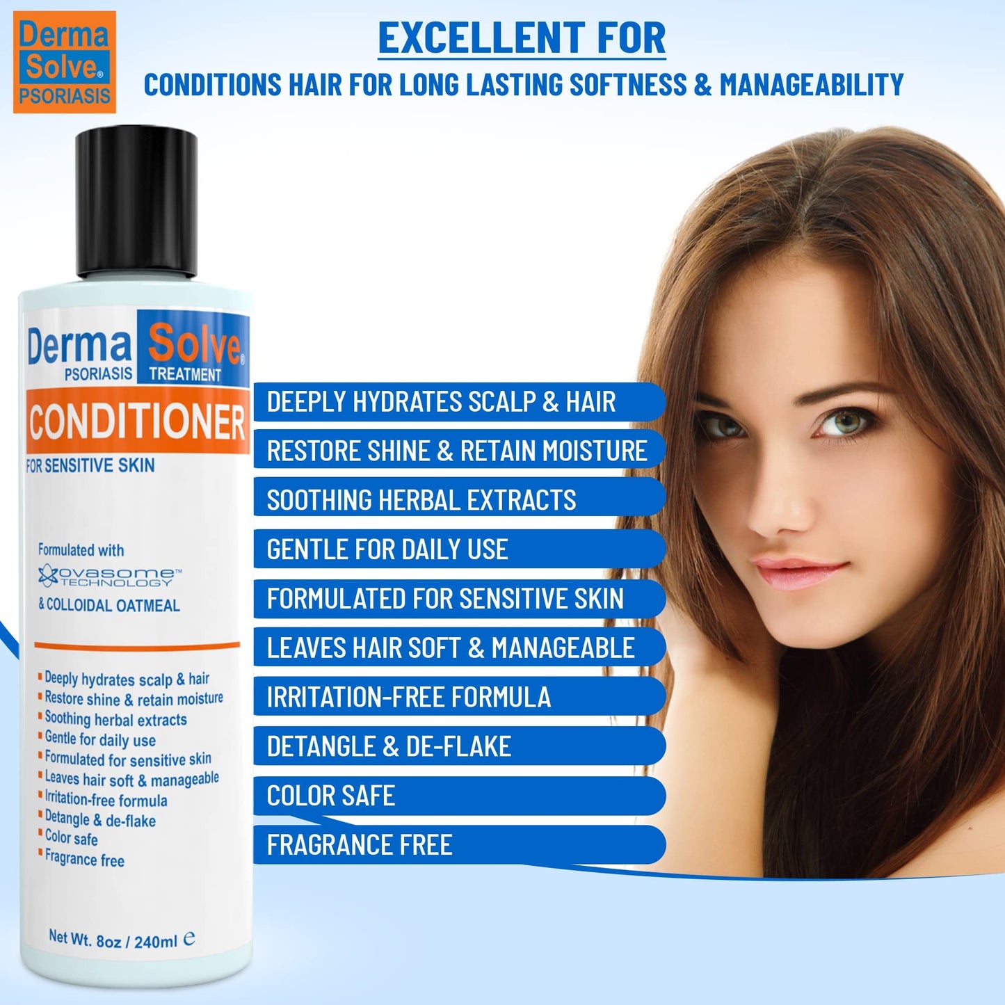 Scalp Psoriasis & Dandruff Shampoo and Conditioner by DermaSolve - Seborrheic Dermatitis Products - Naturally Heals Itchy Flakey Inflamed Skin