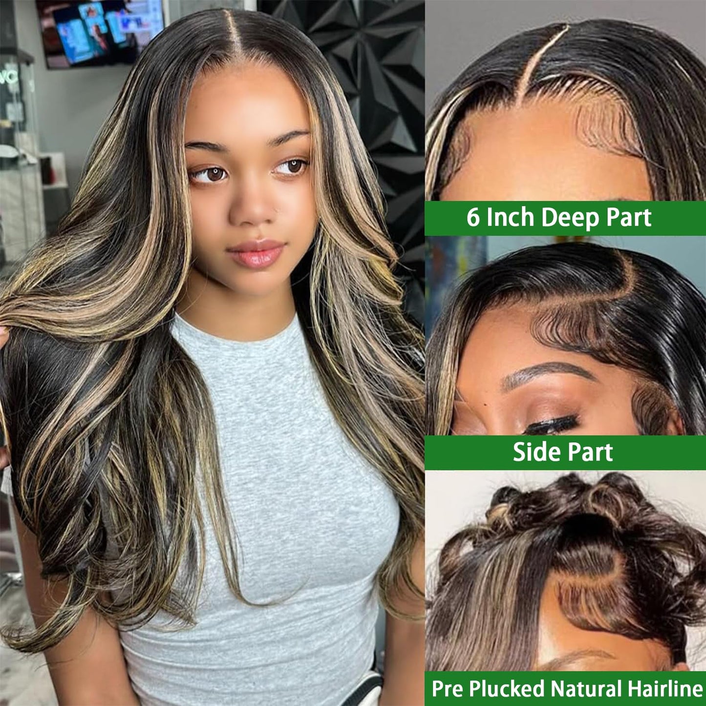 MUZOJET 30 Inch 1B/27 Highlight Ombre Balayage 13x6 Lace Front Wigs Human Hair Black and Blonde HD Transparent Lace Front Wig Human Hair Pre Plucked Beauty and Personal Care MUZOJET