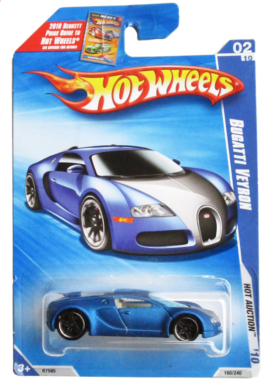 Hot Wheels 2010-160 Blue Bugatti Veyron Hot Auction 1:64 Scale