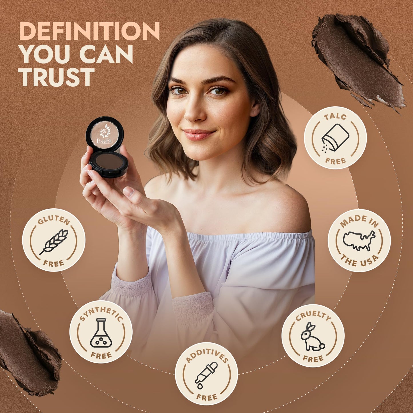 Organic Tinted Eyebrow Pomade, Medium - Water & Smudge-Proof Sculpting Eyebrow Wax for Shaping, Defining & Filling - Long-Lasting 18-Hour Hold