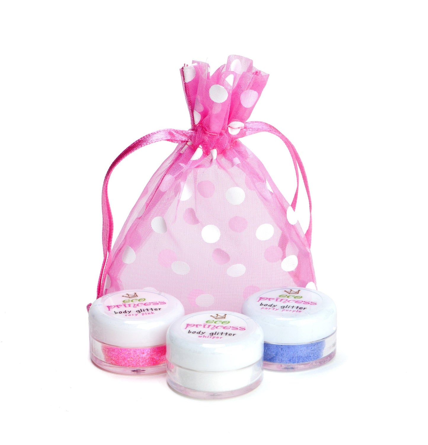 Ecoprincess Body Glitter Set, 3 Colors - Rosy Pink/Party Purple/White Sparkly