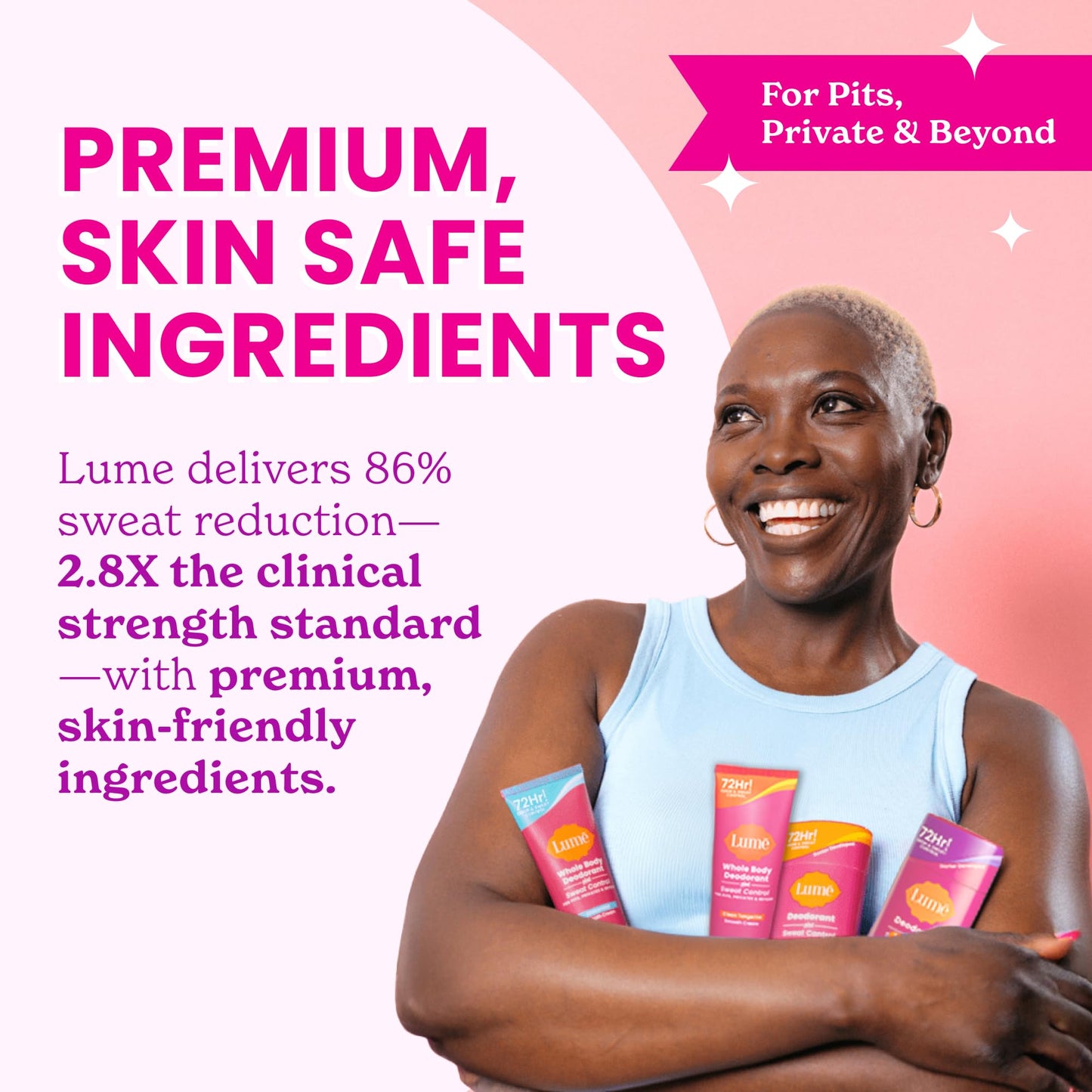 Lume Whole Body Deodorant Plus Sweat Control - Smooth Cream Tube - 72 Hour Odor And Sweat Control - Baking Soda Free, Skin Loving - 3.0 ounce (Pack Beauty and Personal Care Lume