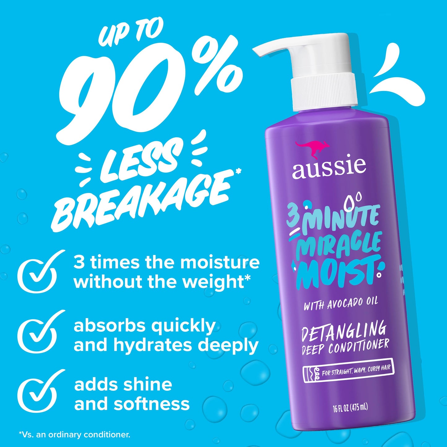 Aussie Miracle Moist Shampoo and Conditioner with 3 Minute Miracle Deep Conditioner, Avocado & Jojoba Oil, Paraben-Free, Moisturizes & Detangles, All