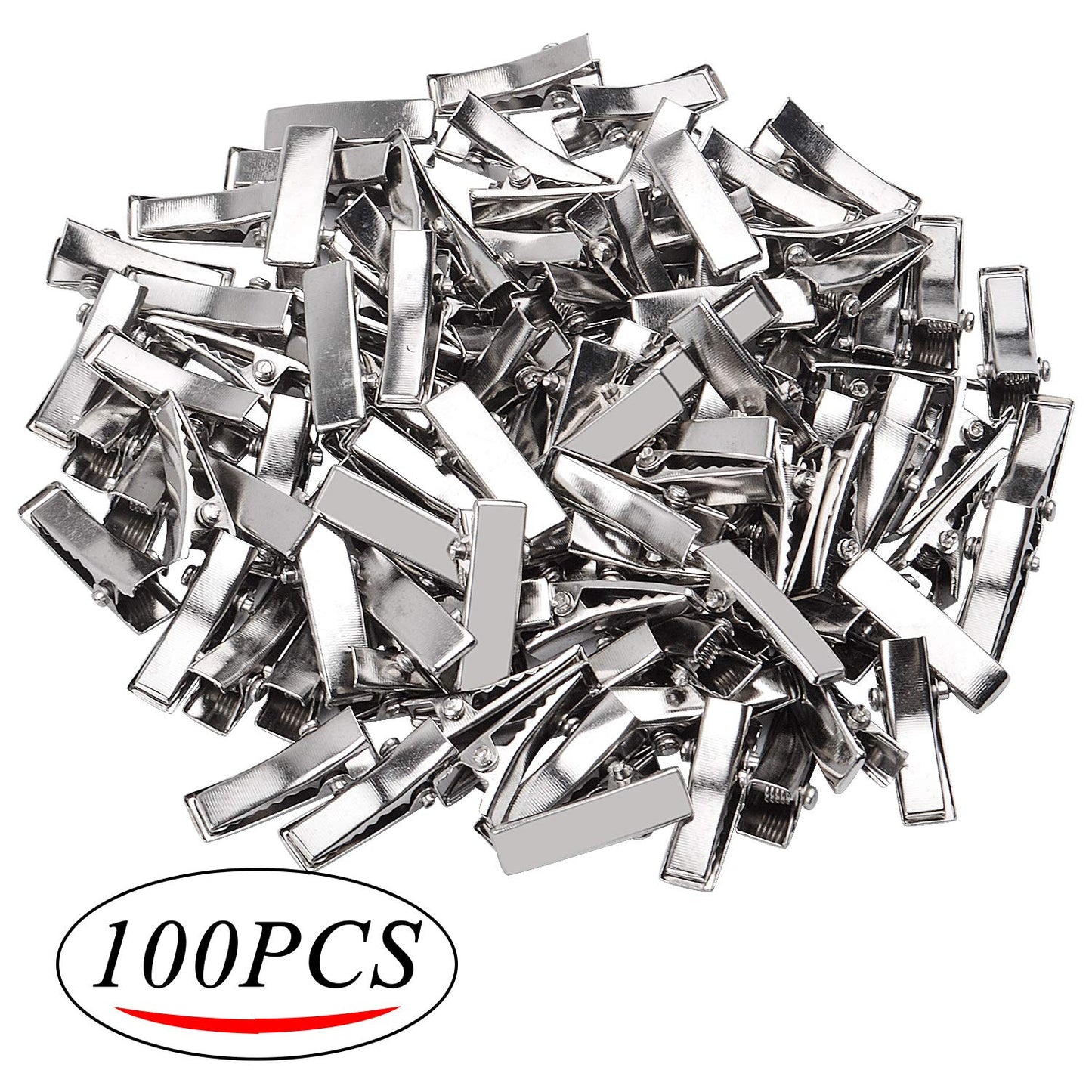 Alligator Hair Clips, 100pcs 2cm Single Prong Duckbill Hair Clips with Teeth Flat Top Crocodile Hair Pins Barrette for Hairbow Accessory Crafts