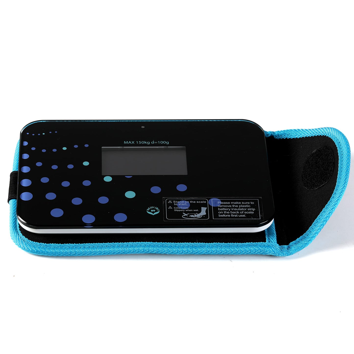 NewlineNY Step-on Super Mini Smallest Travel Bathroom Scale with Protection Sleeve: SBB0638SM-TW(Trendy Wave)+S002BU