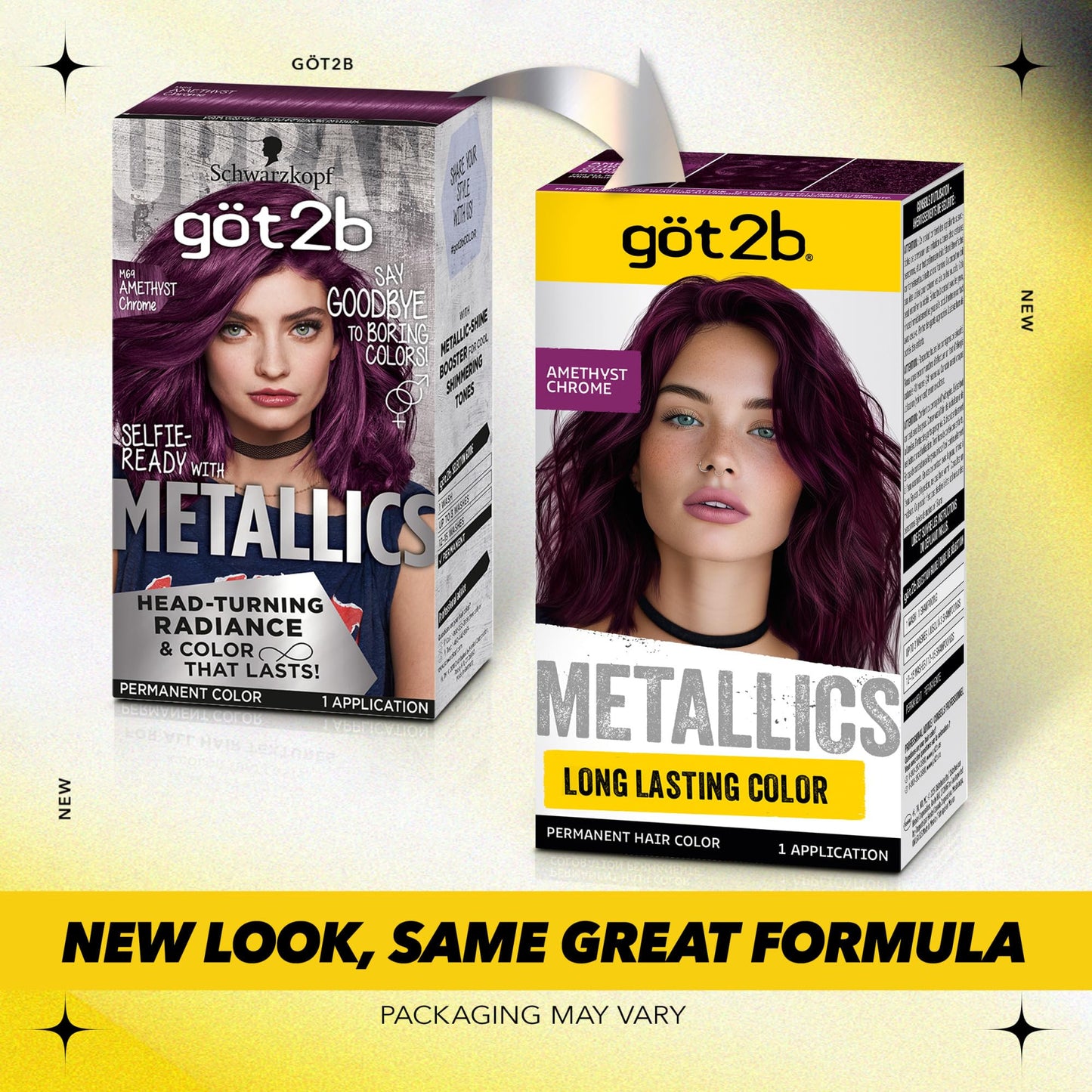 got2b Metallics Permanent Hair Dye, Amethyst Chrome M69, Hair Color for Women & Men, Formulated with Metallic-Shine Booster for Cool, Shimmering