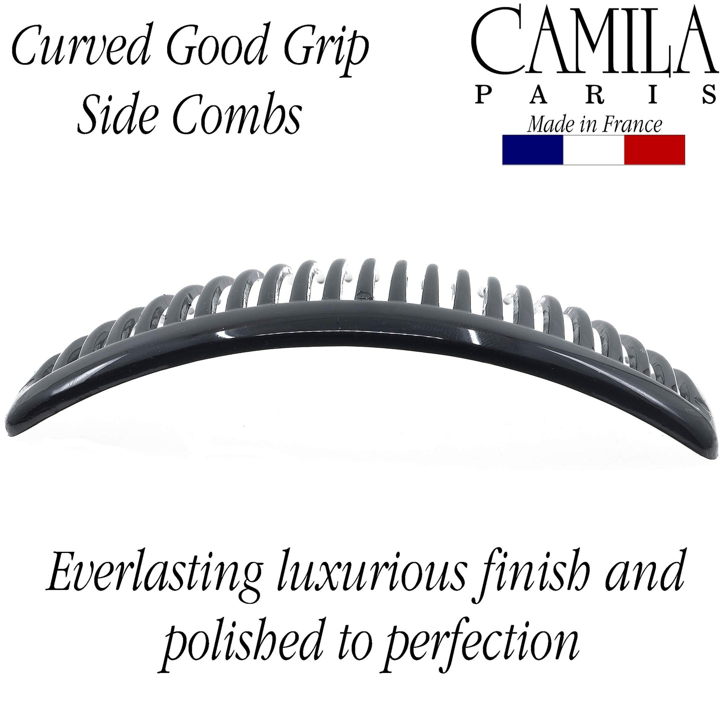Camila Paris CP2910 French Side Combs Large Curved, Black French Twist Hair Combs Decorative, Strong Hold Hair Clips for Women Bun Chignon Up-Do, No Beauty and Personal Care Camila
