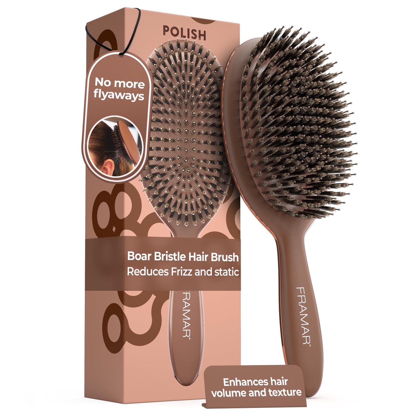 FRAMAR Soft Boar Bristle Hair Brush For Women - Boars Hair Brush For Women, Boar Brush For Fine Hair, Hairbrush For Fine Hair, Soft Bristle Brush Beauty and Personal Care FRAMAR