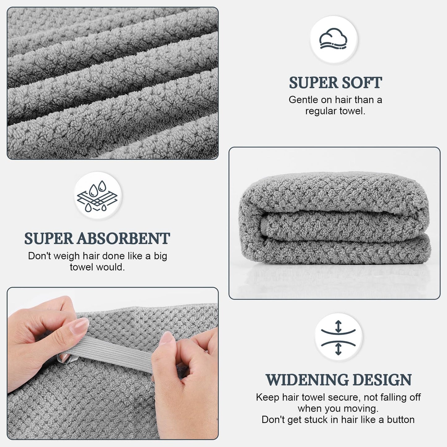 BEoffer 2 Pack Microfiber Hair Towel - 41 x 24 inches Super Soft, Absorbent, Fast Drying Without Frizz Hair Towel Wrap for Women Long, Thick, Curly Beauty and Personal Care BEoffer