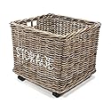 happimess BSK1001A Yael Coastal Hand-Woven "STORAGE" Rattan Basket with Wheels and Handles for Storage and Decoration in Bedroom, Living Room…