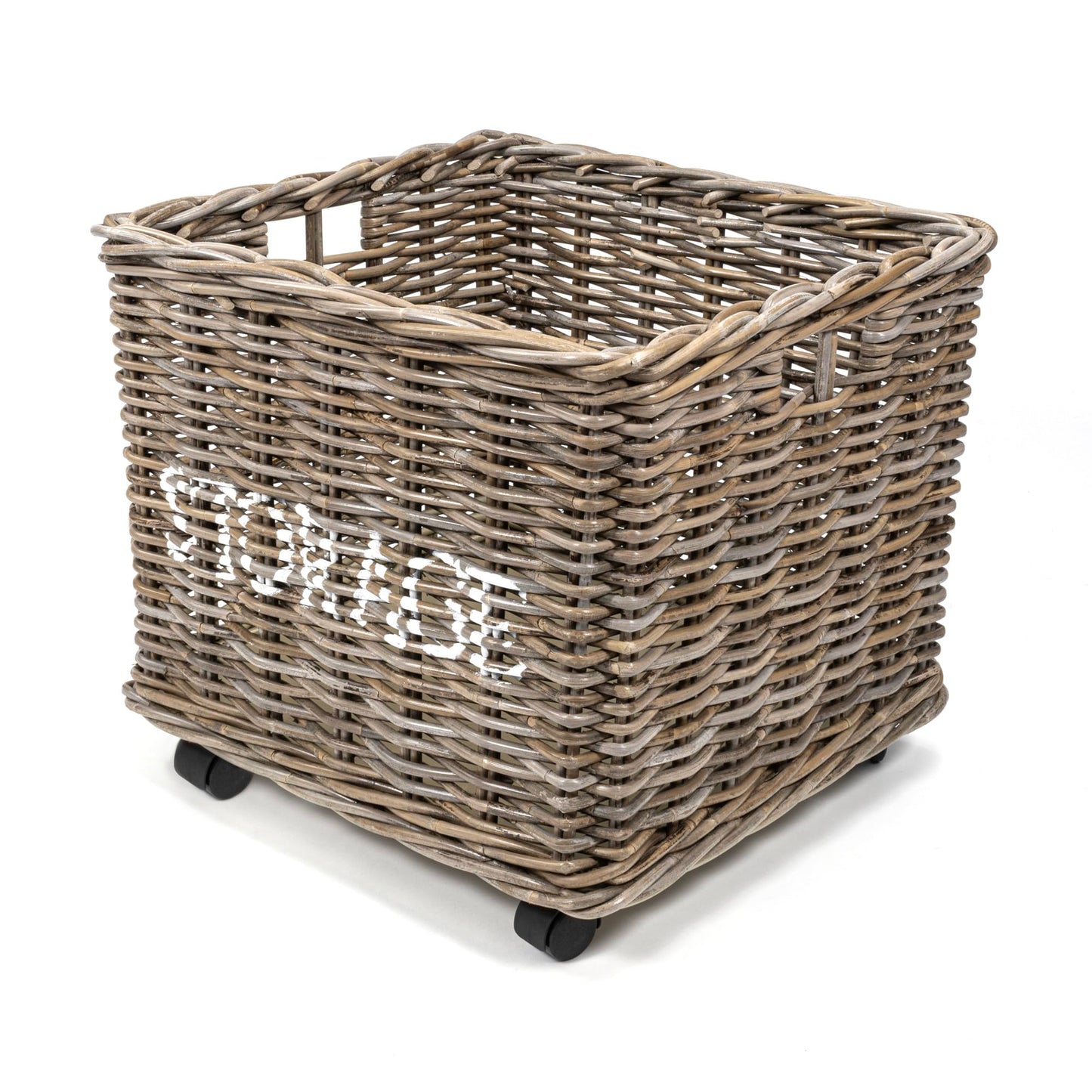happimess BSK1001A Yael Coastal Hand-Woven "STORAGE" Rattan Basket with Wheels and Handles for Storage and Decoration in Bedroom, Living Room…