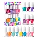 SIMPLE PLEASURES Rainbow Glitter Kids Nail Polish Set for Girls - 14 Water-Based Non -Toxic Nail Art Kit - Gift Set for Ages 7-12