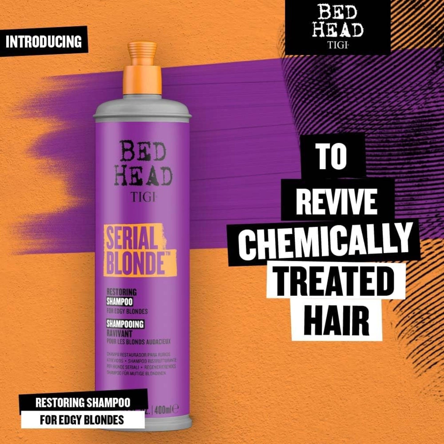 TIGI Bed Head Serial Blonde Restoring Shampoo for Damaged Blonde Hair, Hydrolyzed Keratin, 13.53 fl oz