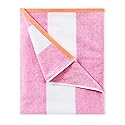 HENBAY Cotton Oversized Beach Towel - Large 70 x 35 Inch Pool Towel, Rose Red Striped Quick Dry Swimming Cabana Towel