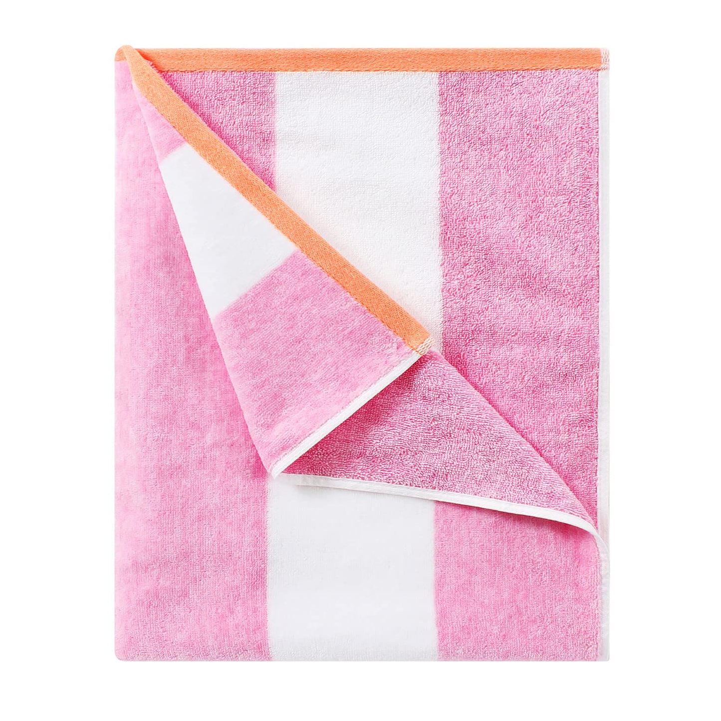 HENBAY Cotton Oversized Beach Towel - Large 70 x 35 Inch Pool Towel, Rose Red Striped Quick Dry Swimming Cabana Towel
