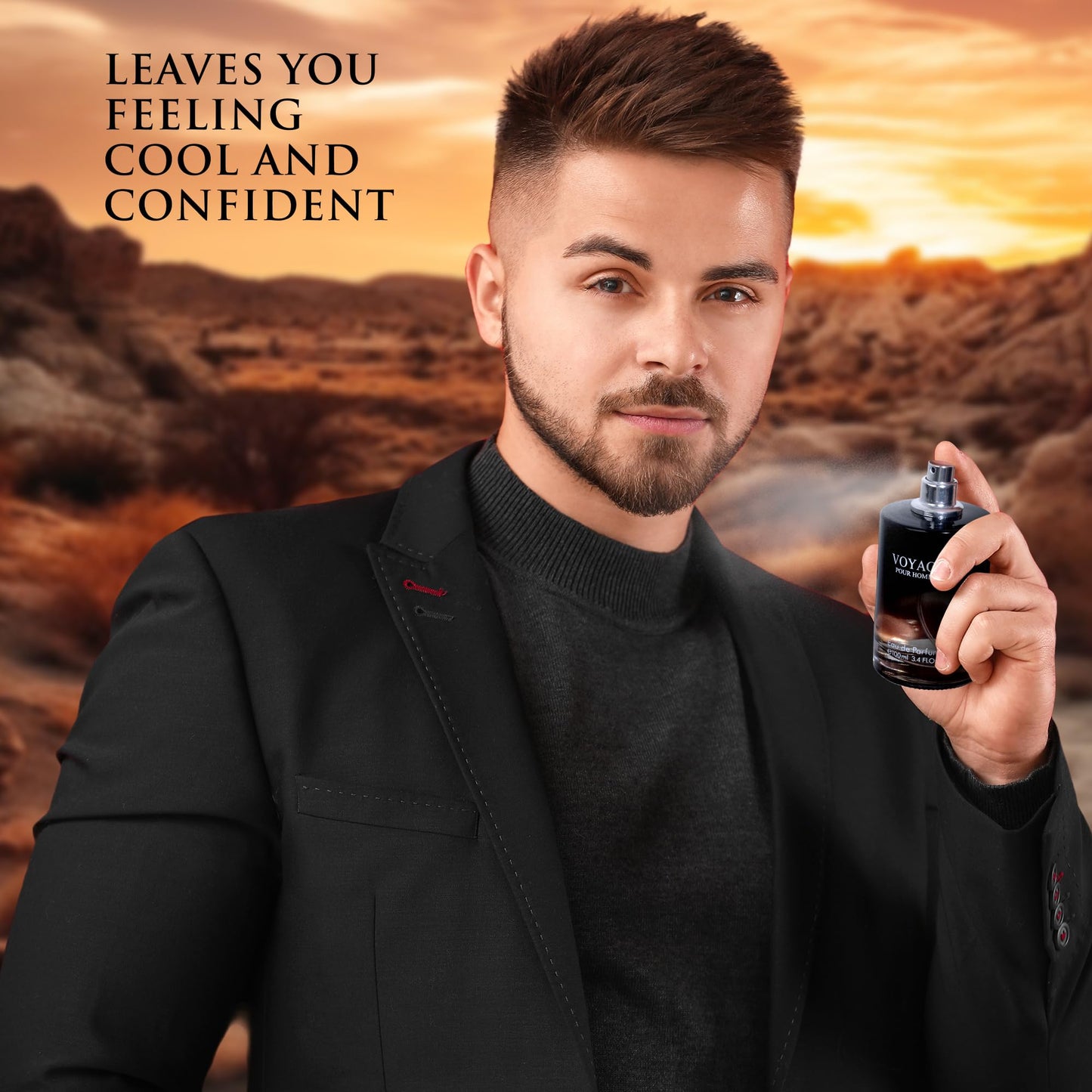 Voyage for Men Eau De Parfum - Sophisticated Male Fragrance Composition of bergamot, Pepper, Lavender, Star Anise & Nutmeg - Base of Peppery & Vanilla