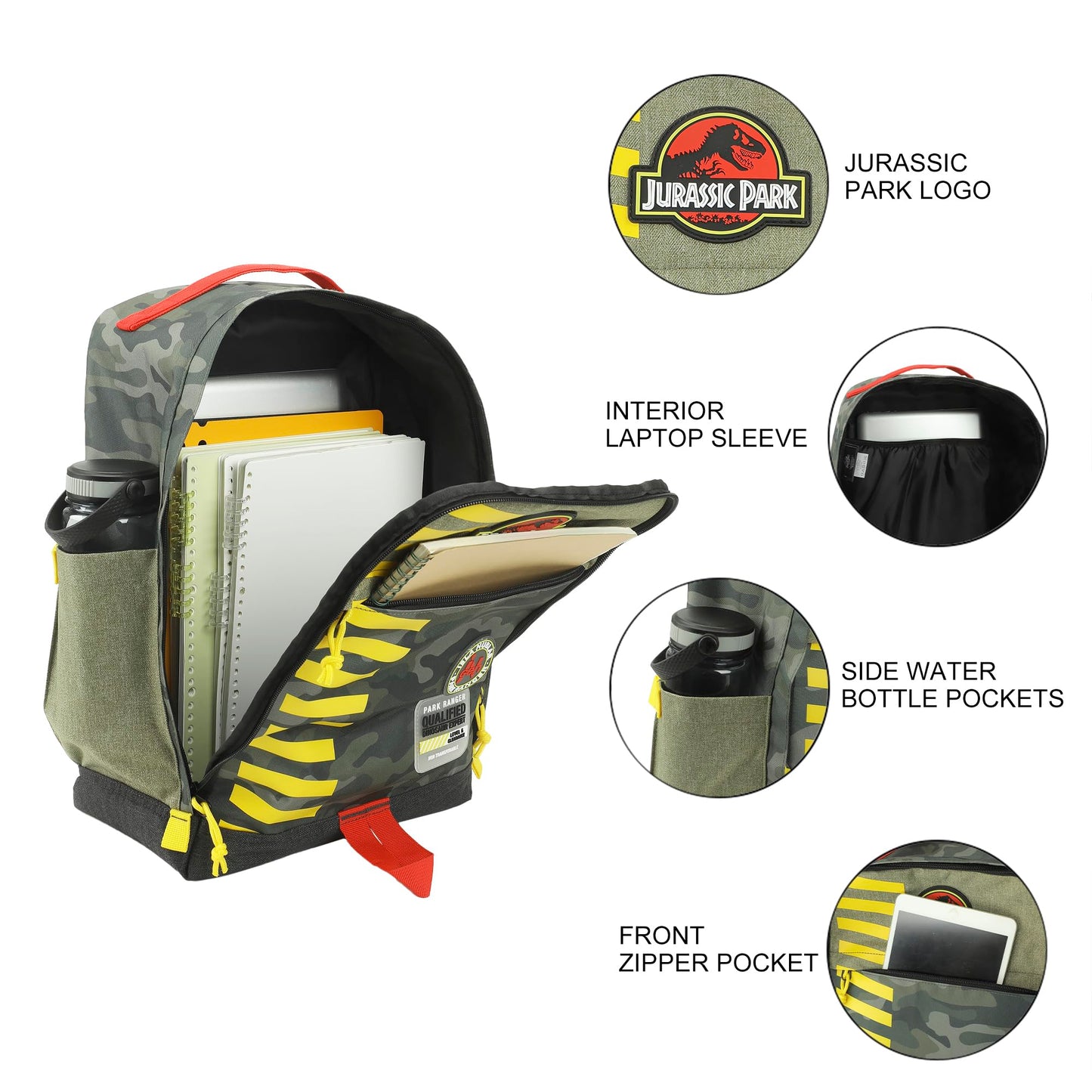 Bioworld Jurassic Park Logo 16" Tan & Camo Backpack