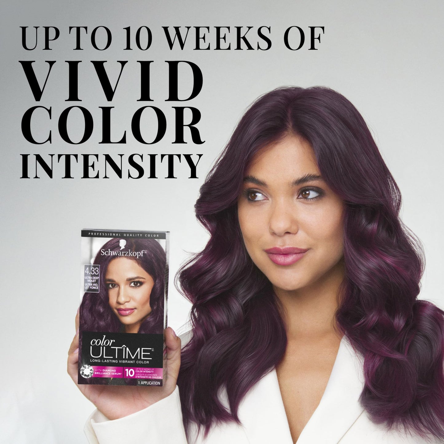 Schwarzkopf Color Ultime 4.3 Ultra Deep Violet Hair Dye, Permanent Intense Violet with Diamond Brilliance, Fade-Resistant, Covers Grays, All Hair