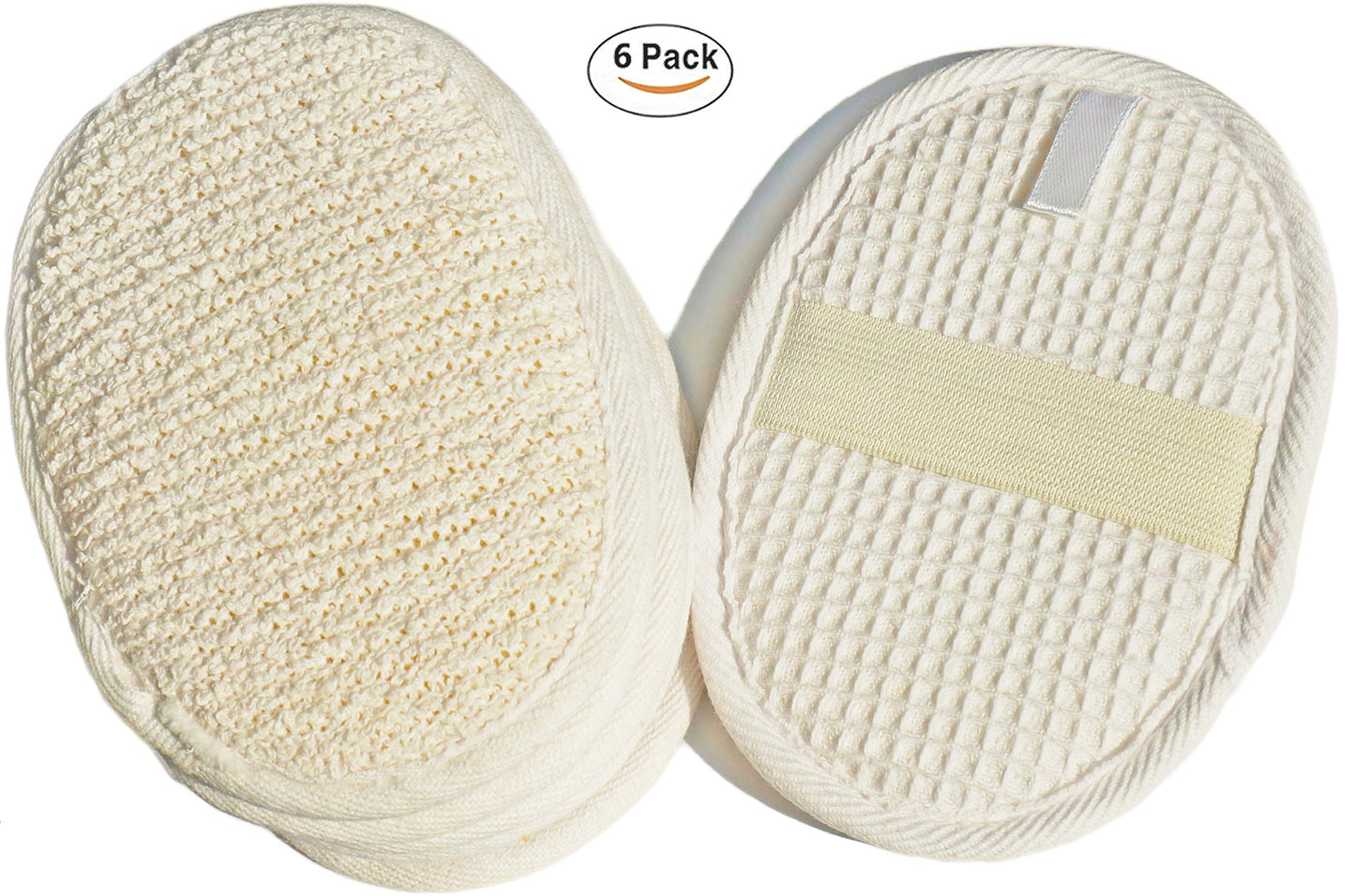 6Pack (Large 6.3x4.3 inches) Exfoliating Face Body Pad (100% Soft Terry Cloth) Cloth Materials Loofah Sponge Scrubber Brush Close Skin for Men