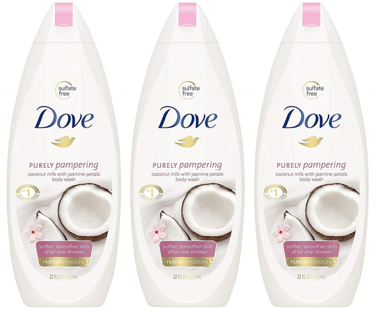 Dove Body Wash - Purely Pampering - Coconut Milk With Jasmine Petals - Net Wt. 22 FL OZ (650 mL) Per Bottle - Pack of 3 Bottles Beauty & Personal Care Dove