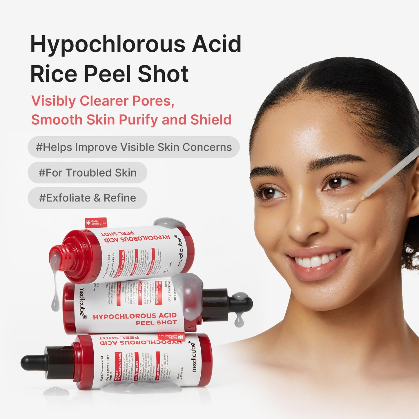 medicube Peel Shot with Hypochlorous Acid | Gentle Exfoliating Serum for Dead Skin Cells & Pores, Blackheads & Excess Sebum Control | Rice Extract Beauty and Personal Care medicube