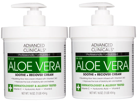 Advanced Clinicals Aloe Vera Lotion Skin Care Relief | Vitamin E Infused Hyaluronic Acid Moisturizer & Vitamin C Body Lotion For Women & Men Helps