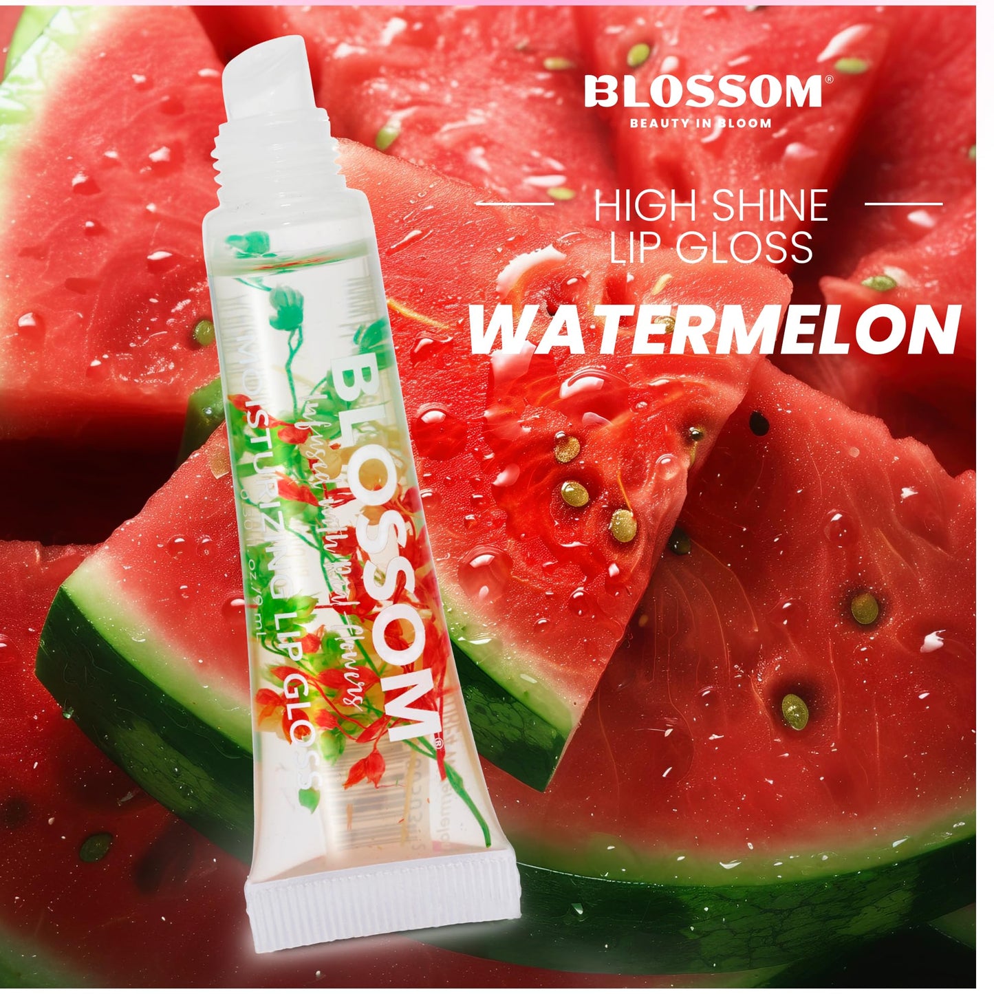 Blossom Scented Roll on Lip Gloss, Moisturizing Lip Gloss Tubes, Hydrating & Strengthening Scented Cuticle Oil with Real Flowers, 0.55 fl oz./19.4mL