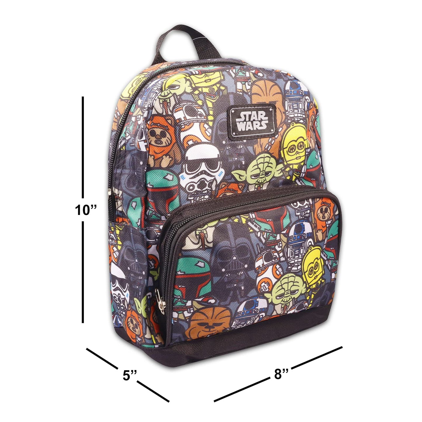 Disney Star Wars Preschool Backpack for Kids, Toddlers ~ 4 Pc School Supplies Bundle with Canvas Star Wars 10" Mini Backpack, Stickers, and More