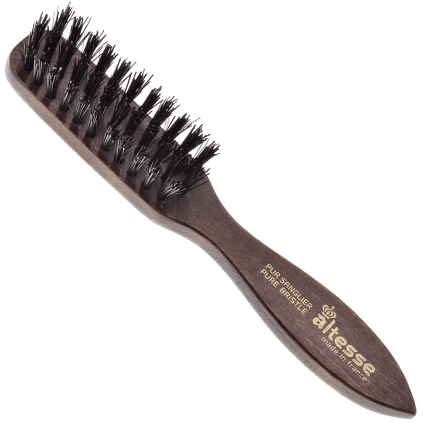 Altesse 320 PM Boar Bristle Beard Brush for Men Beard and Mustache Beard Grooming Kit Dark Beechwood Small Beard Brush Mini with 3 Rows of 100% Firm