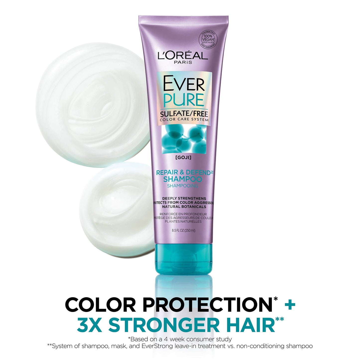 L'Oreal Paris EverPure Repair and Defend Sulfate Free Shampoo for Color-Treated Hair, Strengthens and Repairs Damaged Hair, with Goji, 8.5 Fl; Oz