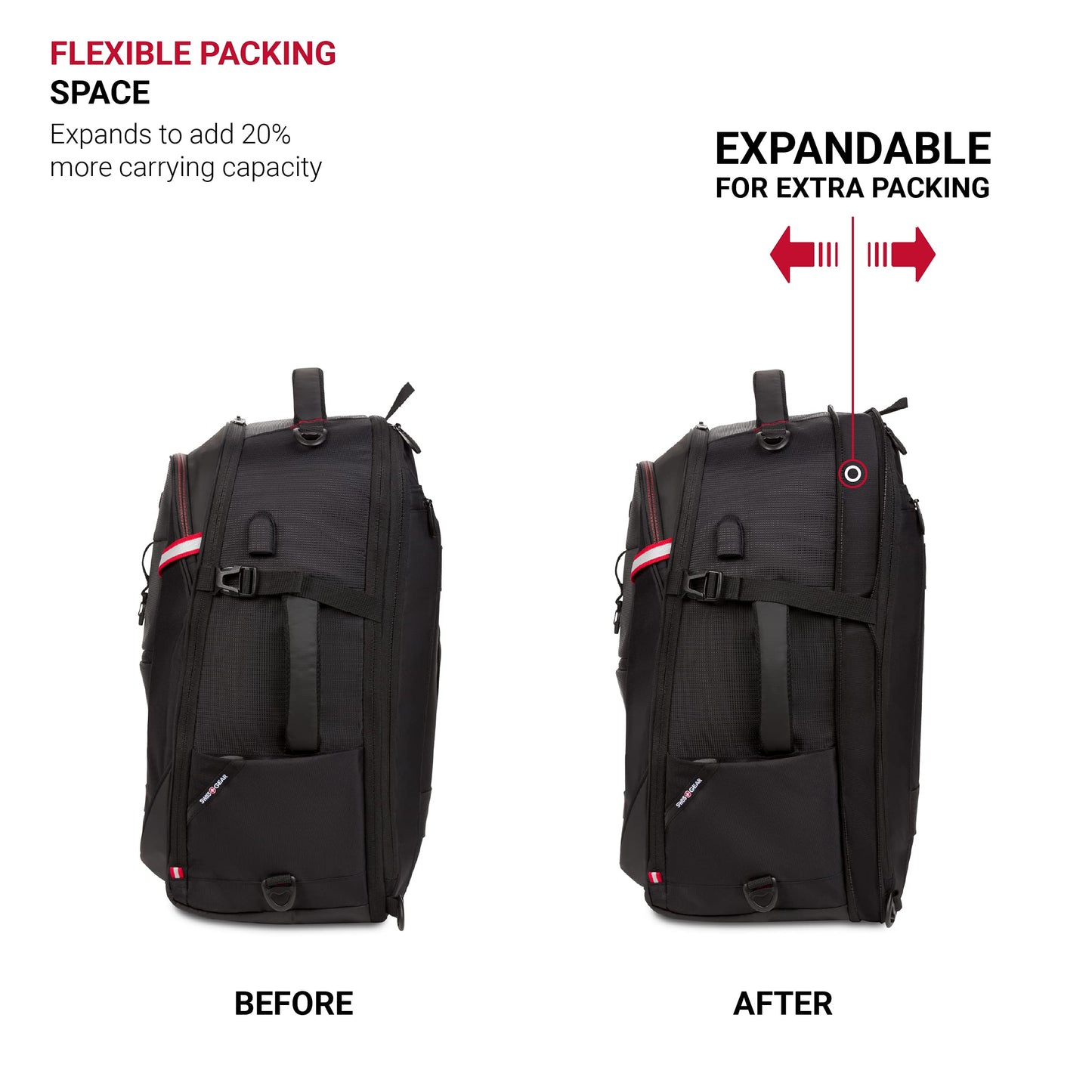 SwissGear Hybrid 45L Travel Backpack, Fits 17 inch Laptop, Men's and Women's, Black