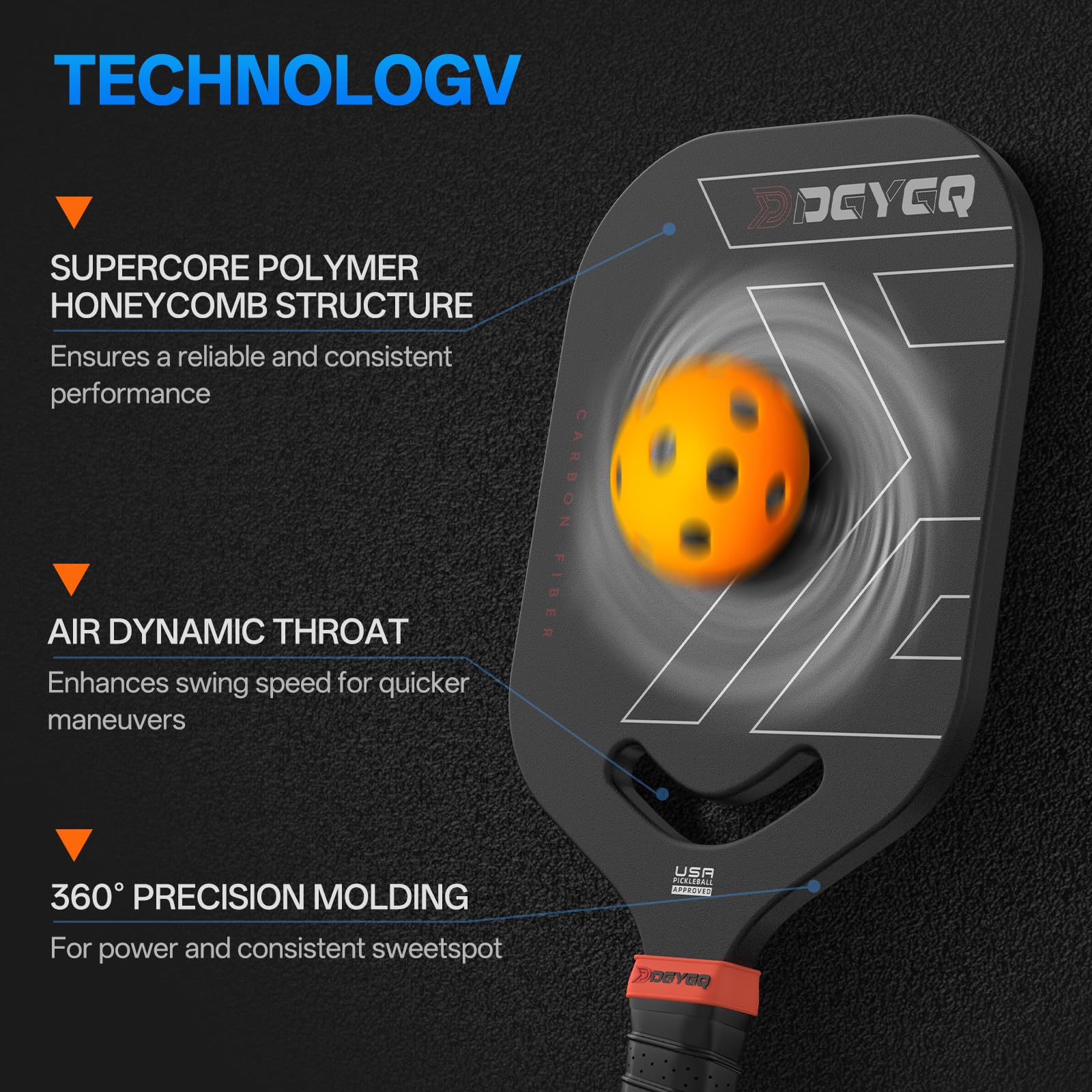 DGYGQ Carbon Fiber Pickleball Paddle - Thumbnail 4