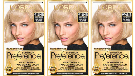 L'Oreal Paris Superior Preference Luminous Fade-Defying Permanent Hair Color, Hair Dye For Up to 9 Weeks of Radiance, Lightest Natural Blonde 9.5NB, 1