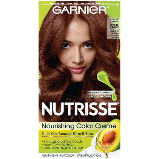Garnier Nutrisse Nourishing Hair Color Creme, 535 Medium Gold Mahogany Brown (Packaging May Vary) Beauty & Personal Care Garnier
