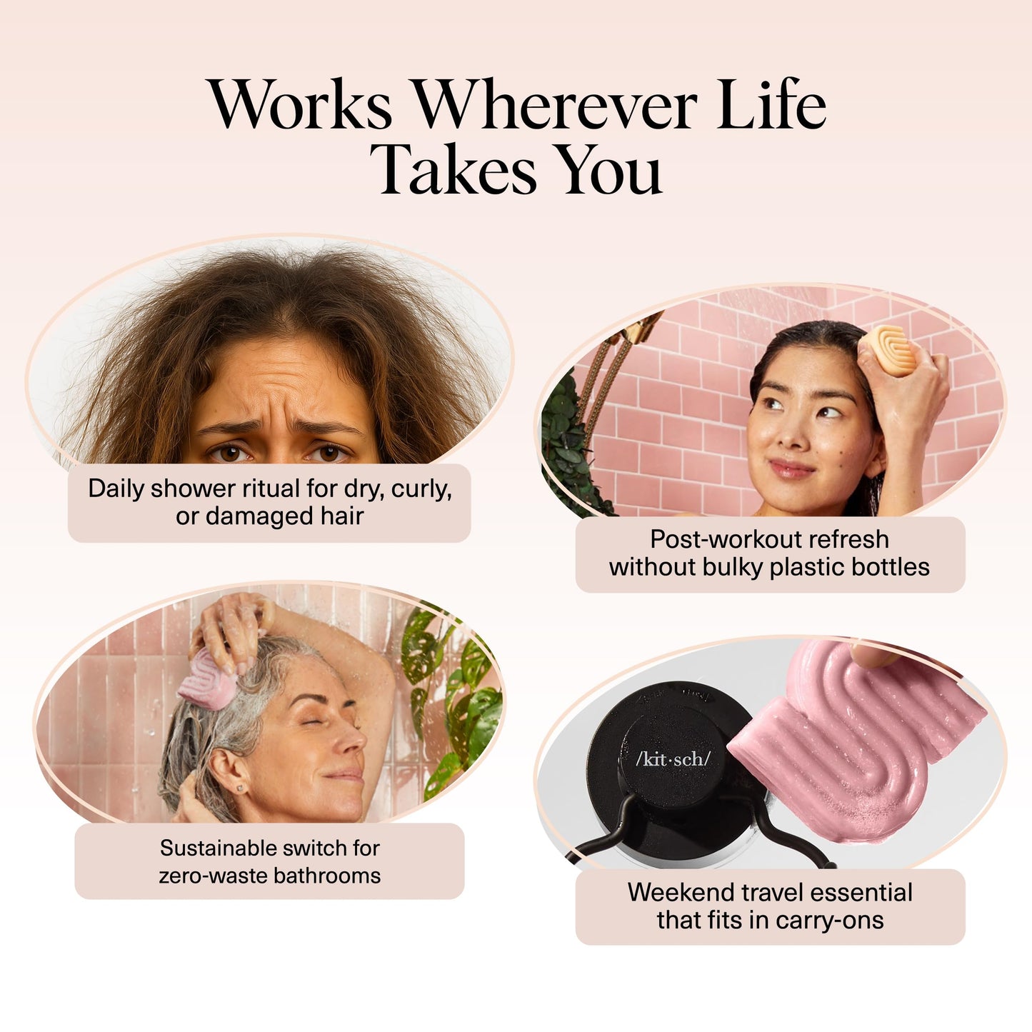 Kitsch Castor Oil Shampoo Bar & Coconut Oil Conditioner Bar - Nourishing Shampoo and Conditioner Set for Dry, Damaged Hair - Strengthening Hair Care