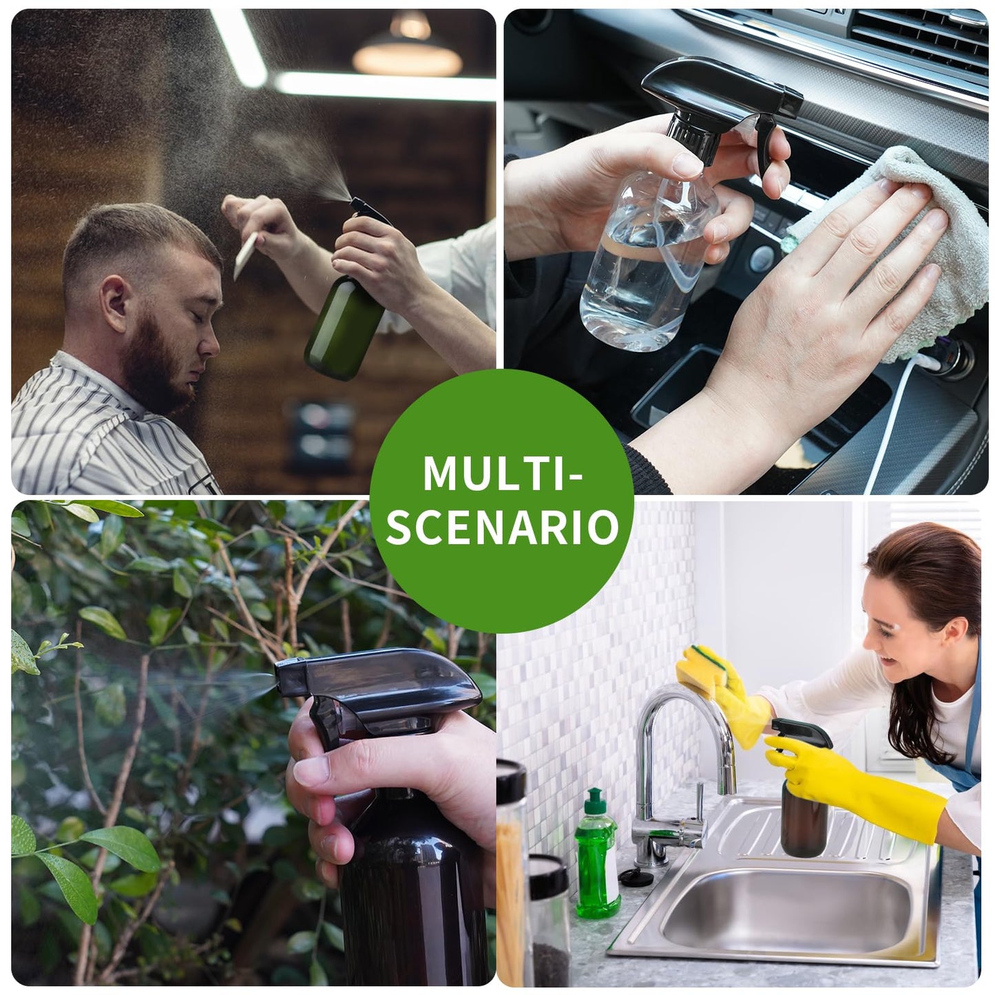 Arkeiliy 2-Pack Leakproof Spray Bottles (300ml/10oz) - Adjustable Nozzle for Fine Mist & Jet Stream | Premium Refillable Plastic Bottles for Hair Beauty and Personal Care Arkeiliy