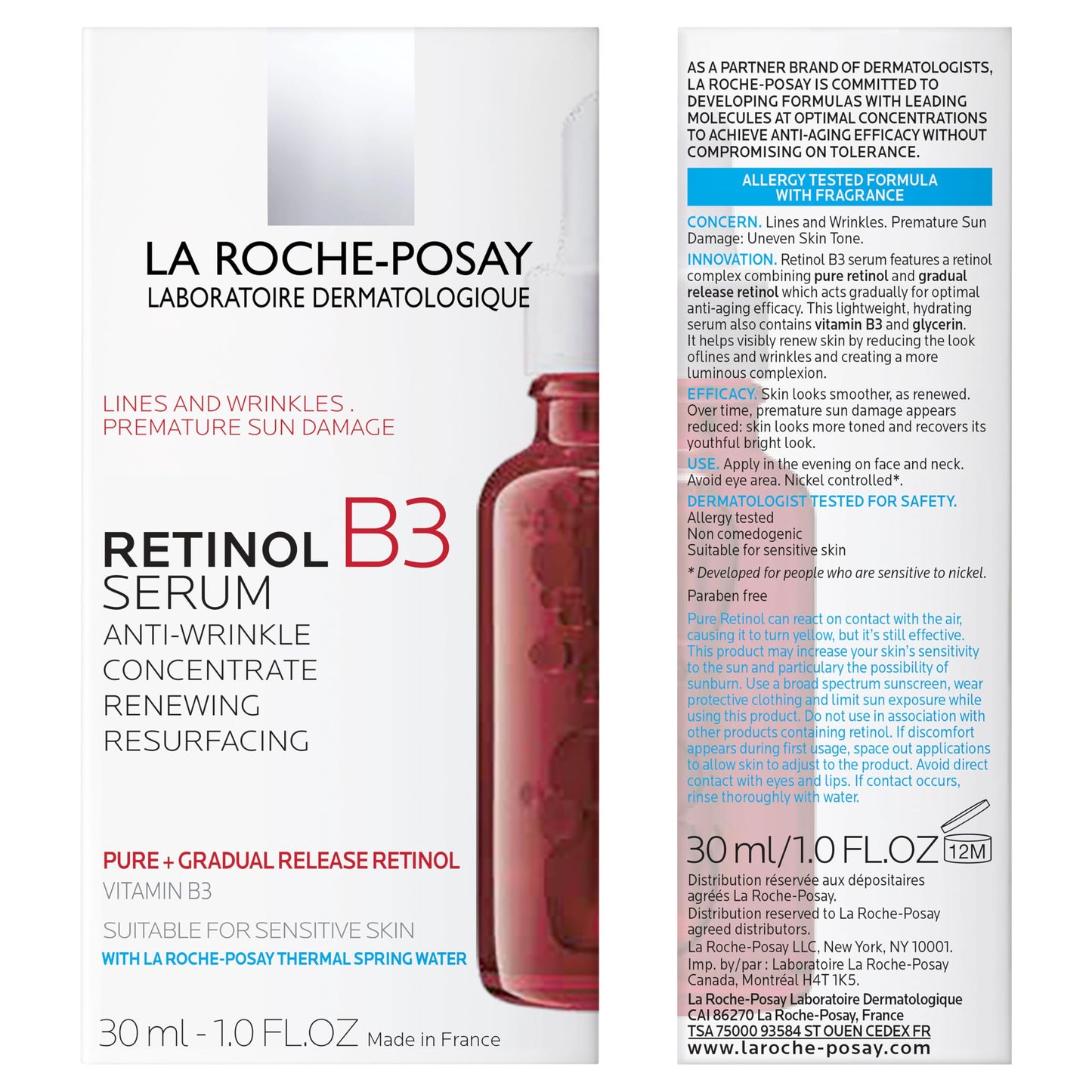 La Roche-Posay Pure Retinol Face Serum with Niacinamide (Vitamin B3) & Hyaluronic Acid | Gentle Anti-Aging Retinol Serum for Fine Lines & Wrinkles | Beauty and Personal Care La Roche-Posay