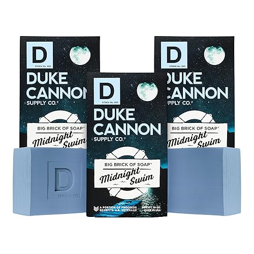 Duke Cannon Supply Co. Big Brick of Soap for Men - Midnight Swim Fresh Water Scent, Extra Large 10 oz Bars, 3-Pack