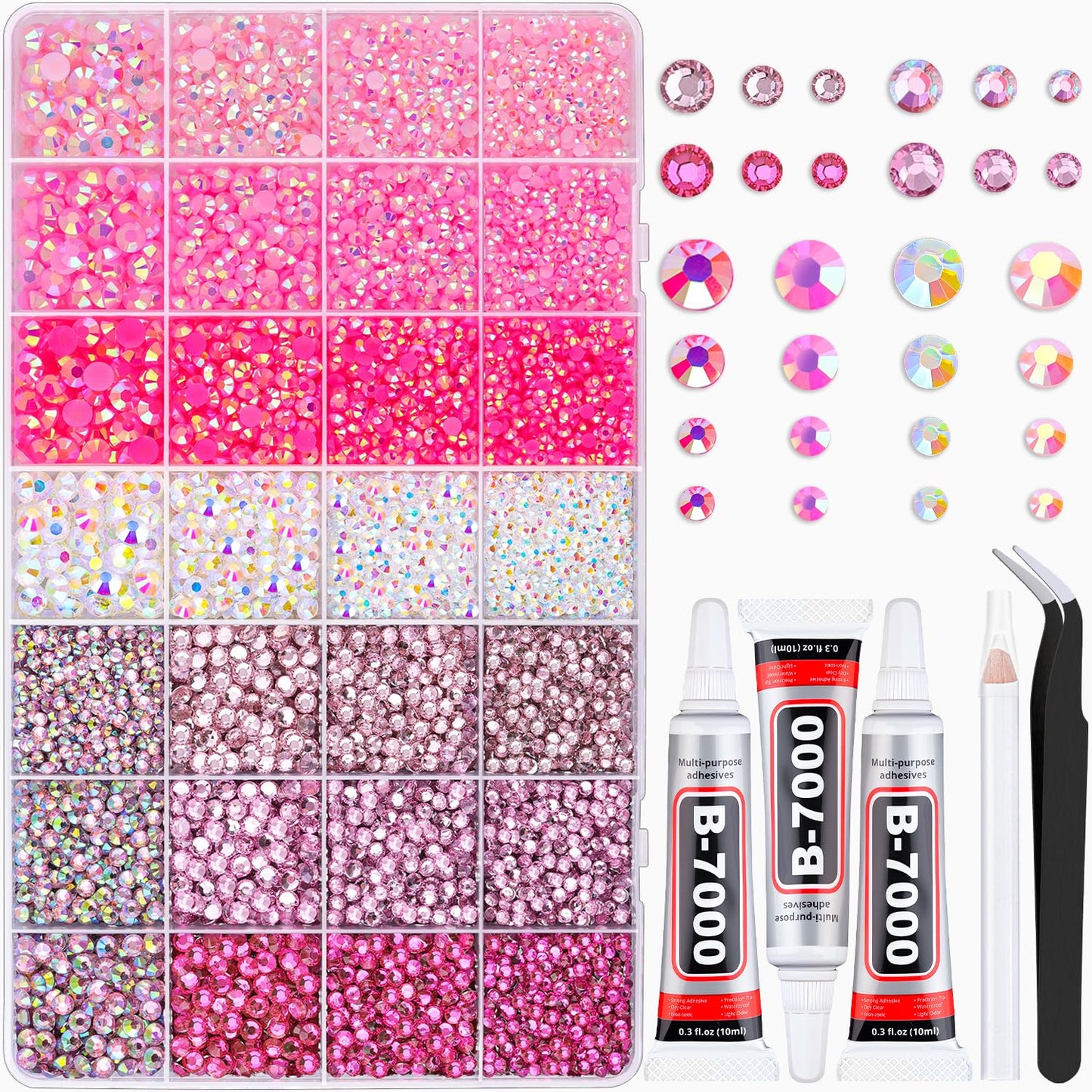 20000Pcs Pink Rhinestones for Bedazzling Kit with 3Pcs B7000 Jewelry Glue Beauty and Personal Care BELLEBOOST Default Title