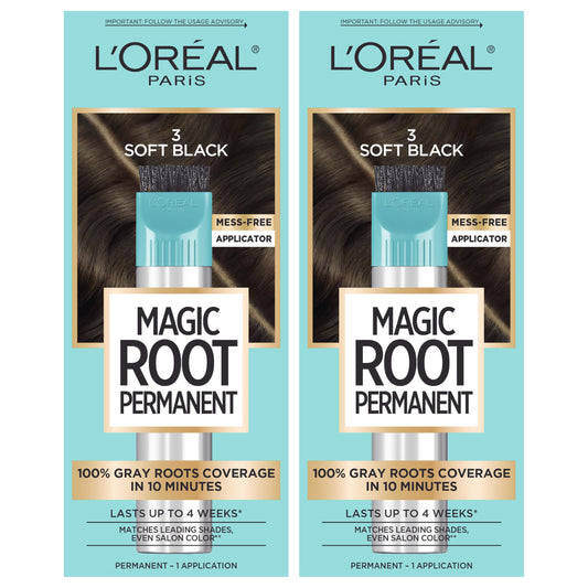 L'Oreal Paris Magic Root Permanent Hair Color Kit, 100% Gray Hair Coverage In Just 10 Minutes, Precision Brush Applicator for Seamless Application, 3