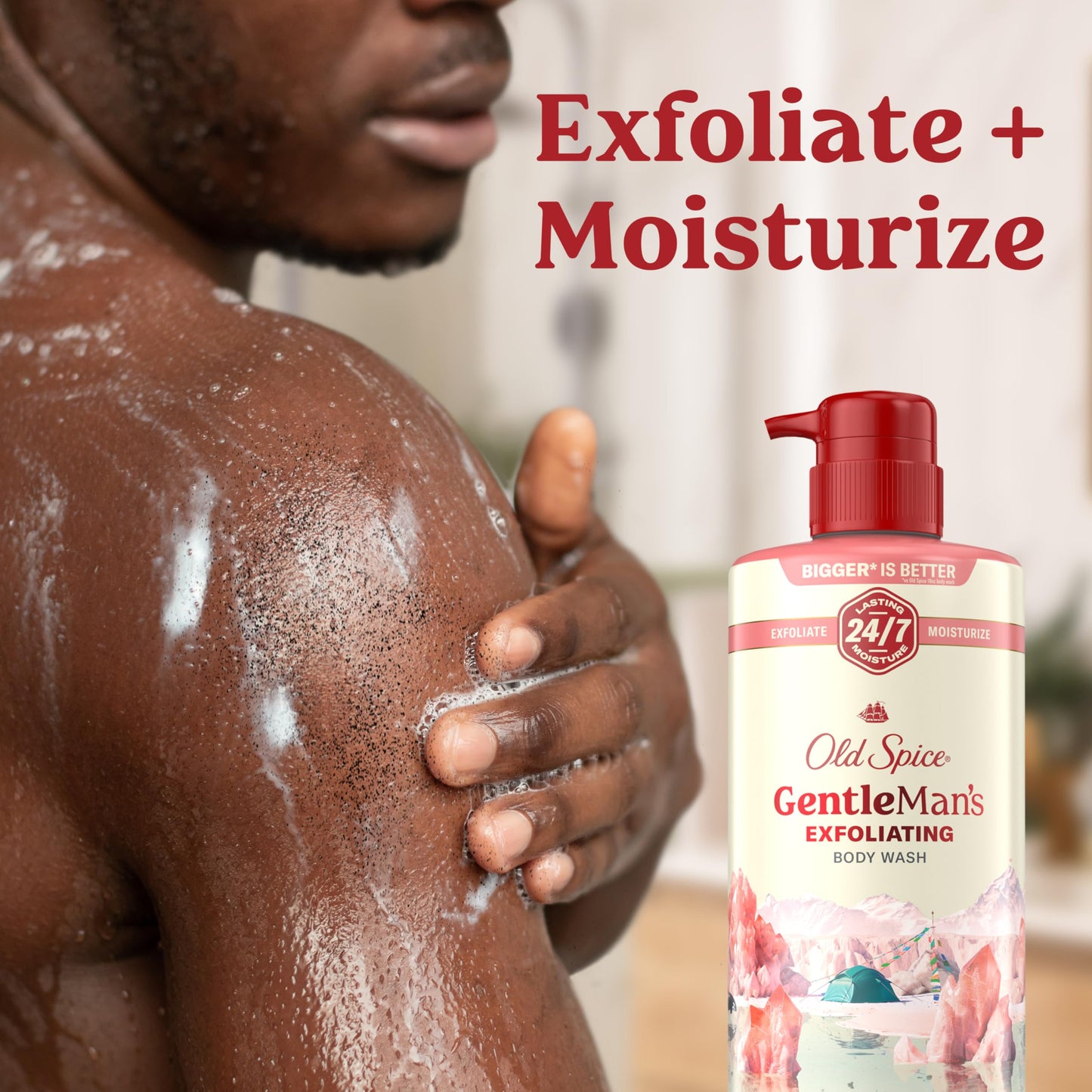 Old Spice GentleMan's Exfoliating & Moisturizing Body Wash for Men, 24/7 Shower Fresh with Long Lasting Scent, Renewing Vitamin B3 Blend, Himalayan