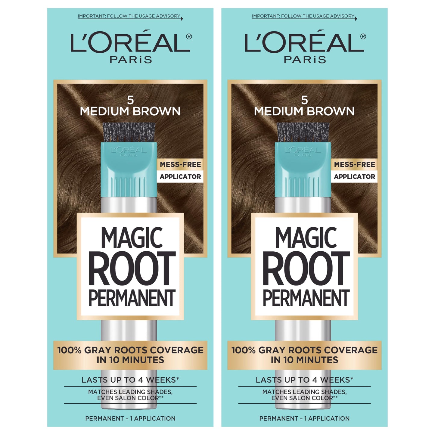 L'Oreal Paris Magic Root Permanent Hair Color Kit, 100% Gray Hair Coverage In Just 10 Minutes, Precision Brush Applicator for Seamless Application, 5